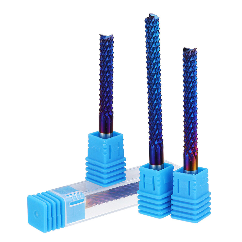 Drillpro 6Mm Shank 22/25/32/42/52Mm Tungsten Carbide Milling Cutter Blue Nano Coated End Mill 6900041996277