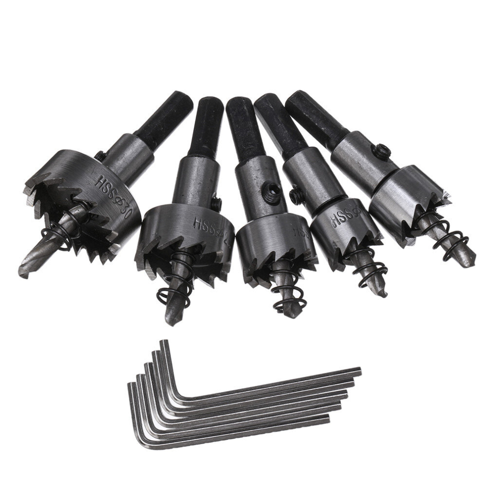 5Pcs Hss 6542 Hole Sawtooth Hss Hole Saw Cutter Drill Bit Set 16/18.5/20/25/30Mm With Plastic Box 6901249426382