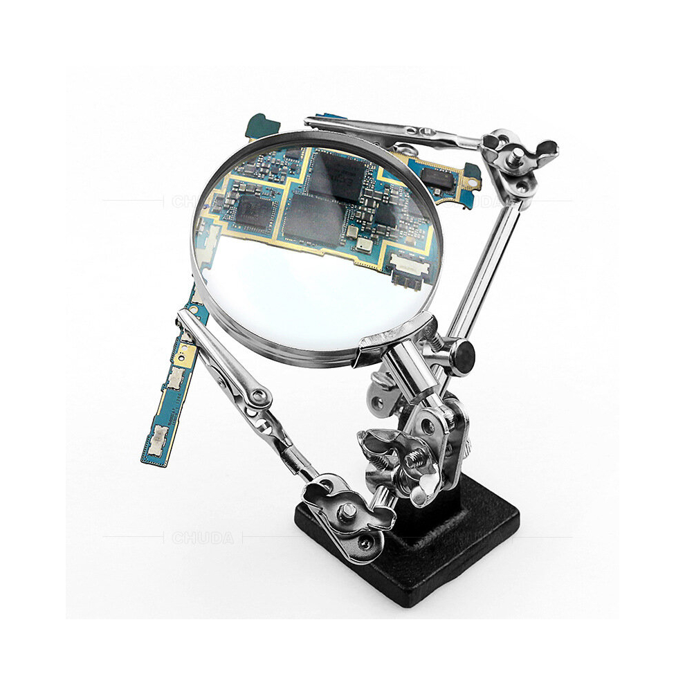 Welding Auxiliary Clip Magnifier Electric Soldering Iron Repair Welding Iron Bracket Adjustable 2 Alligator Clip 360 Degree Rotation 6901249185128