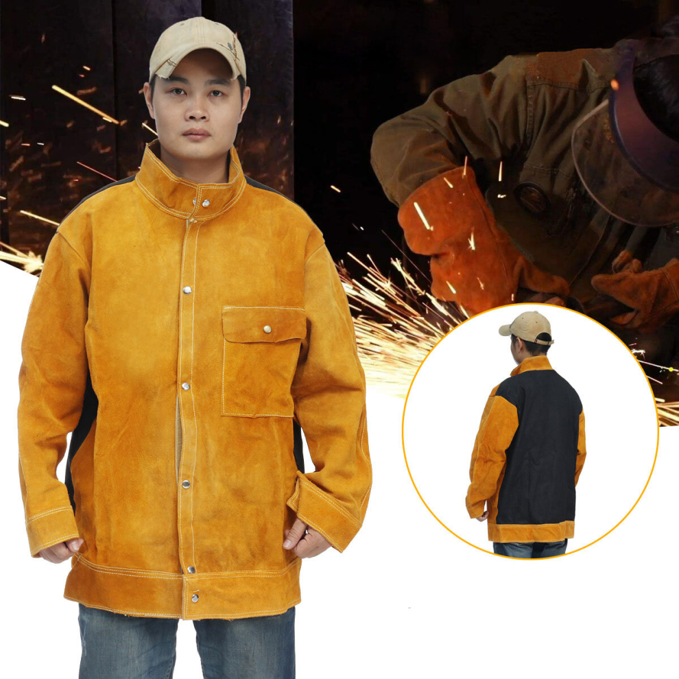 Jacket Cow Cowhide Welding Leather Apron Protective Coat Soldering Safety Apparel 6900034705275