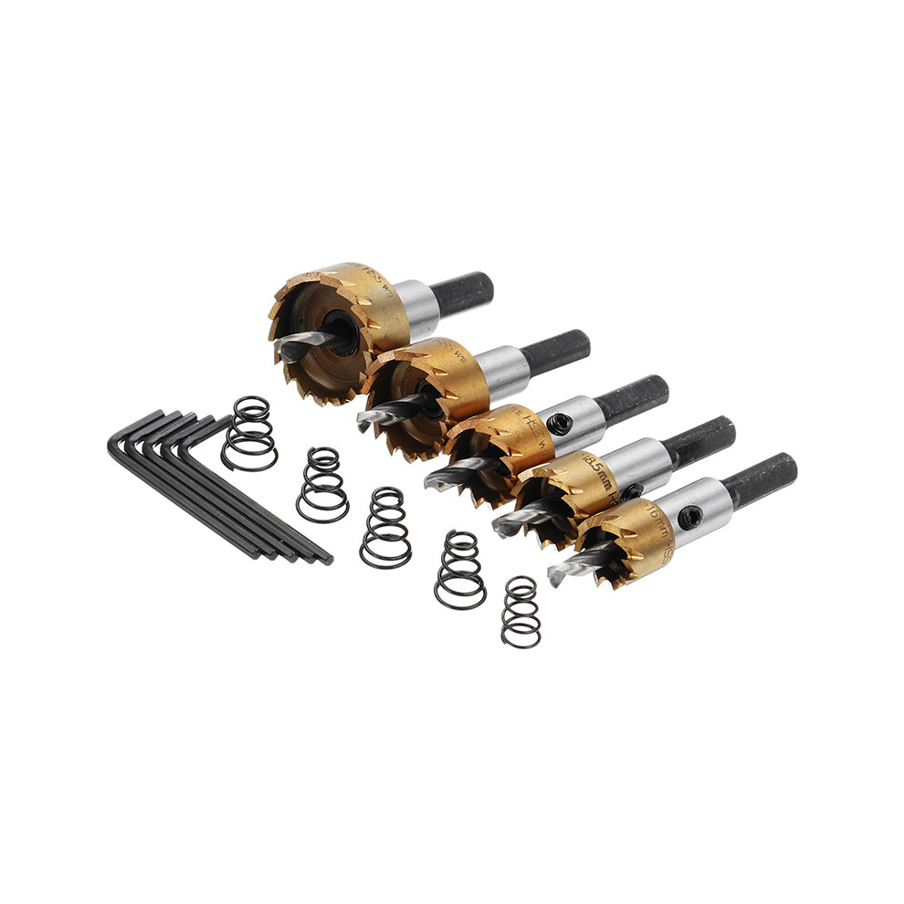 Drillpro 5Pcs M35 Gold Coated Hole Sawtooth M35 Hole Saw Cutter Drill Bit Set 16/18.5/20/25Mm 6901250344330