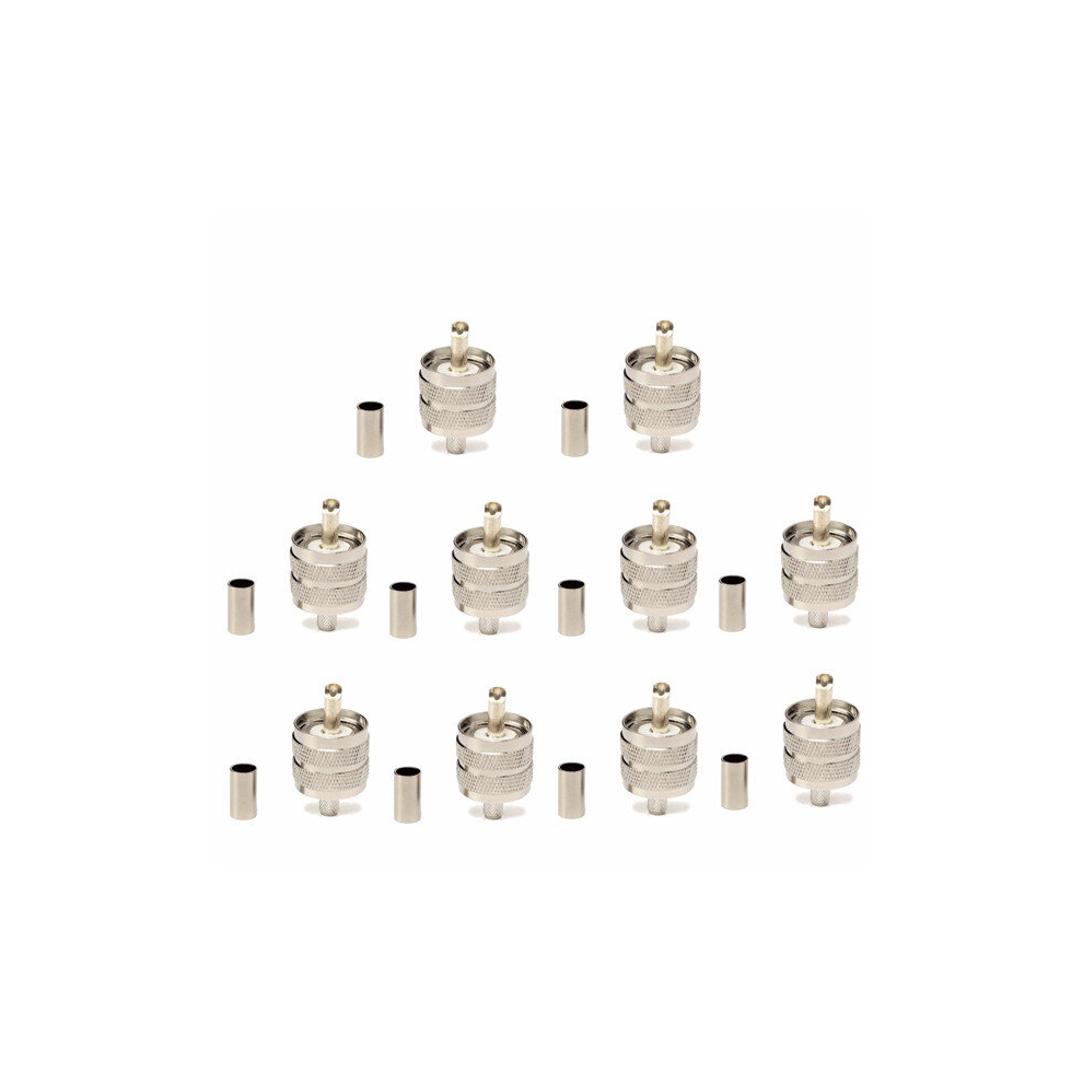 10Pcs Uhf Male Connector Pl259 Plug Crimp Rg58 Rg142 Lmr195 Cable Connector Adapter 954925731313
