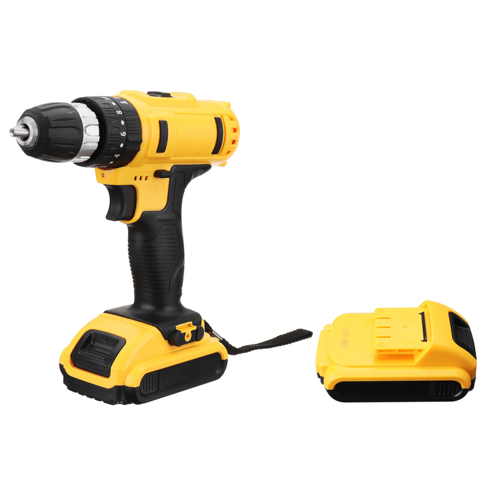 21V Cordless Drill Driver 18+3 Torque Multi-Functional Household Electric Screwdriver W/ 2X 1500Mah Li-Ion Battery 622944859232