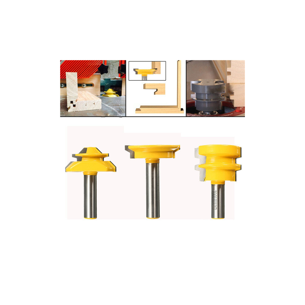 3Pcs 1/2 Inch Shank Router Bit Woodworking Tool 695006278418