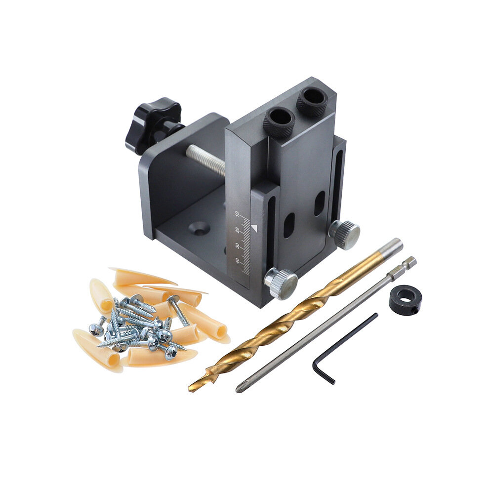 Pocket Hole Locate Punch Jig Kit Hole Puncher With 9Mm Step Drilling Bit Woodwork Tool Set 5773051344199
