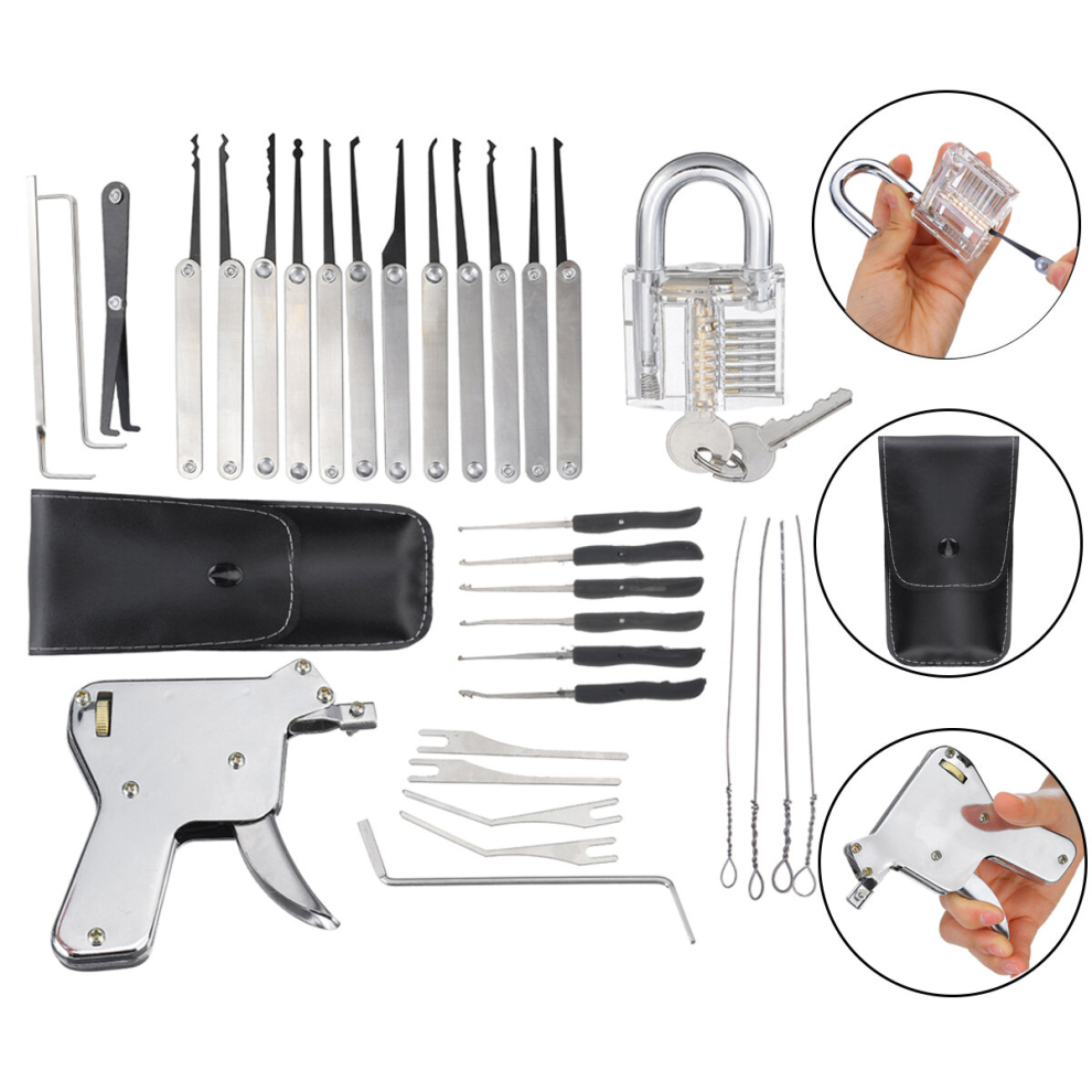 Unlocking Lock Pick Set With Two Transparent Practice Training Padlock Lock Unlock Tool For Locksmith Beginners And Professional 744430348836