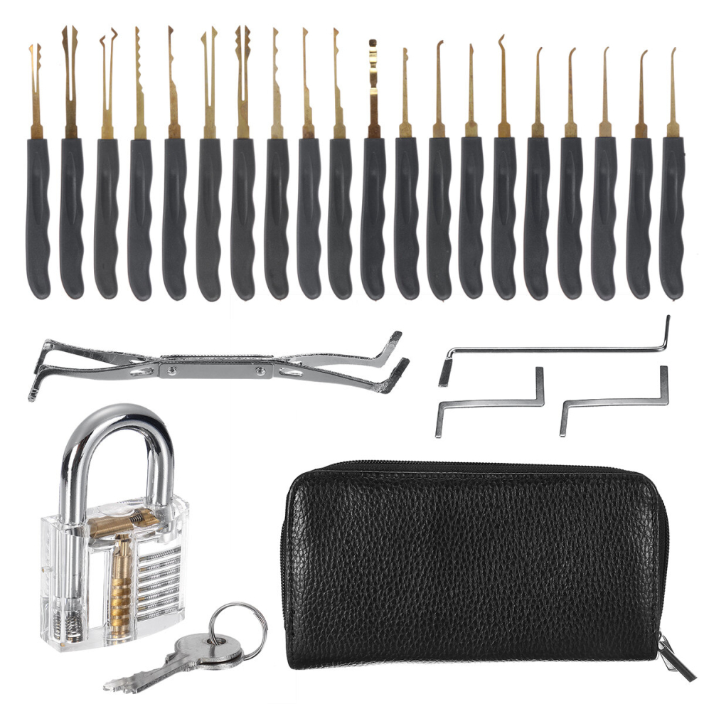 25Pcs Lock Padlock Transparent Visible Pick Cutaway Practice Padlock Lock With Broken Key Picking Kit Tools Unlocking Set Lock Picks 701703309901