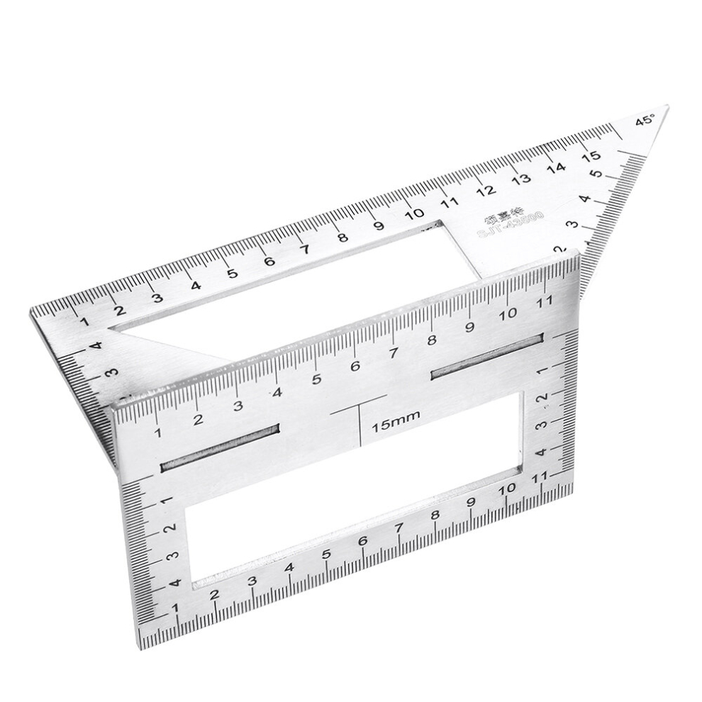 45/90 Degree Stainless Steel Woodworking Scribe T-Shaped Ruler Multifunctional Square Angle Ruler Angle Gauge 6901250070536