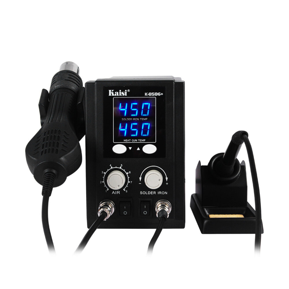 Kaisi 8586+2 In 1 Soldering Smd Rework Station Electric Soldering Irons Repair Welding Hot Air Pcb Desoldering Tool Digital Display 713869633752
