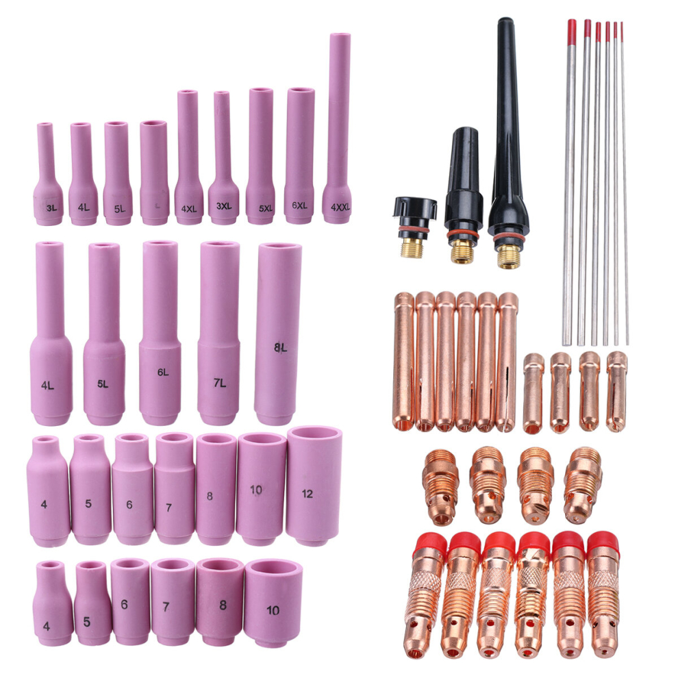 56Pcs Tig Welding Torch Kit Nozzle Collet Body Cup Wp17 Wp18 Wp26 Wt20 Tungsten 791177508573