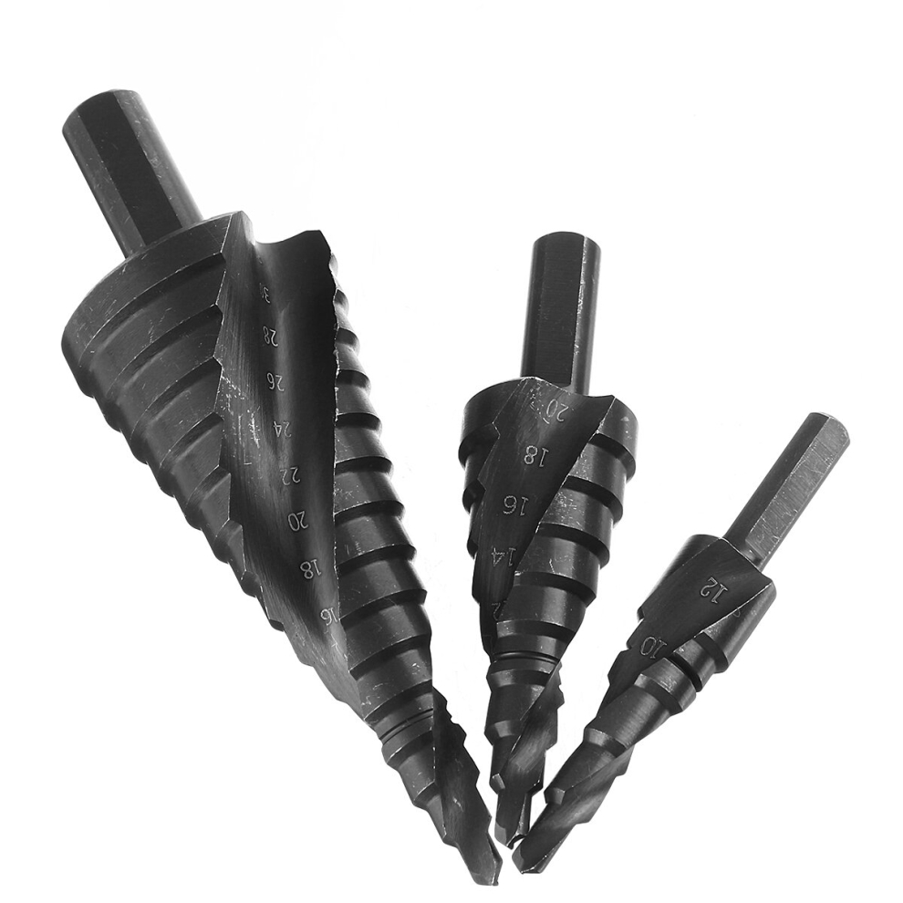 3Pcs 4-32Mm Hss Spiral Step Drill Nitride Cone Drill Bit Metal Hole Cutter Tool 8692916690448