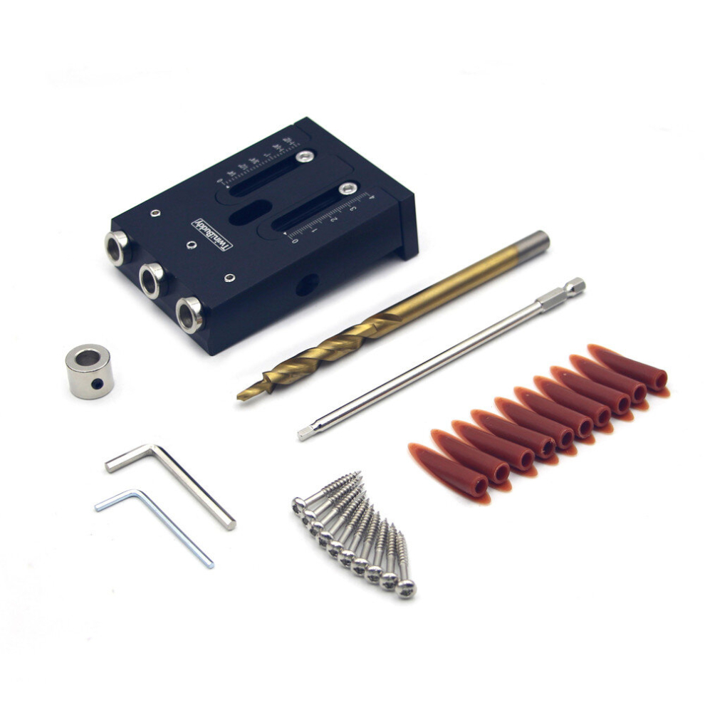 3 Hole 9.5Mm Pocket Hole Jig System Aluminum Alloy Oblique Hole Drill Guide Punch Locator Woodworking Tool 838989394755