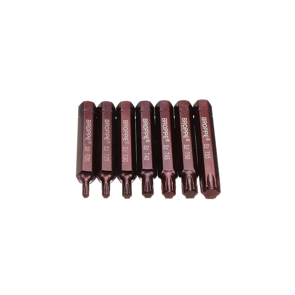 Broppe 7Pcs T20-55 75Mm Magnetic Torx Screwdriver Bit 10Mm Hex Shank For Impact Screwdriver 600161069047