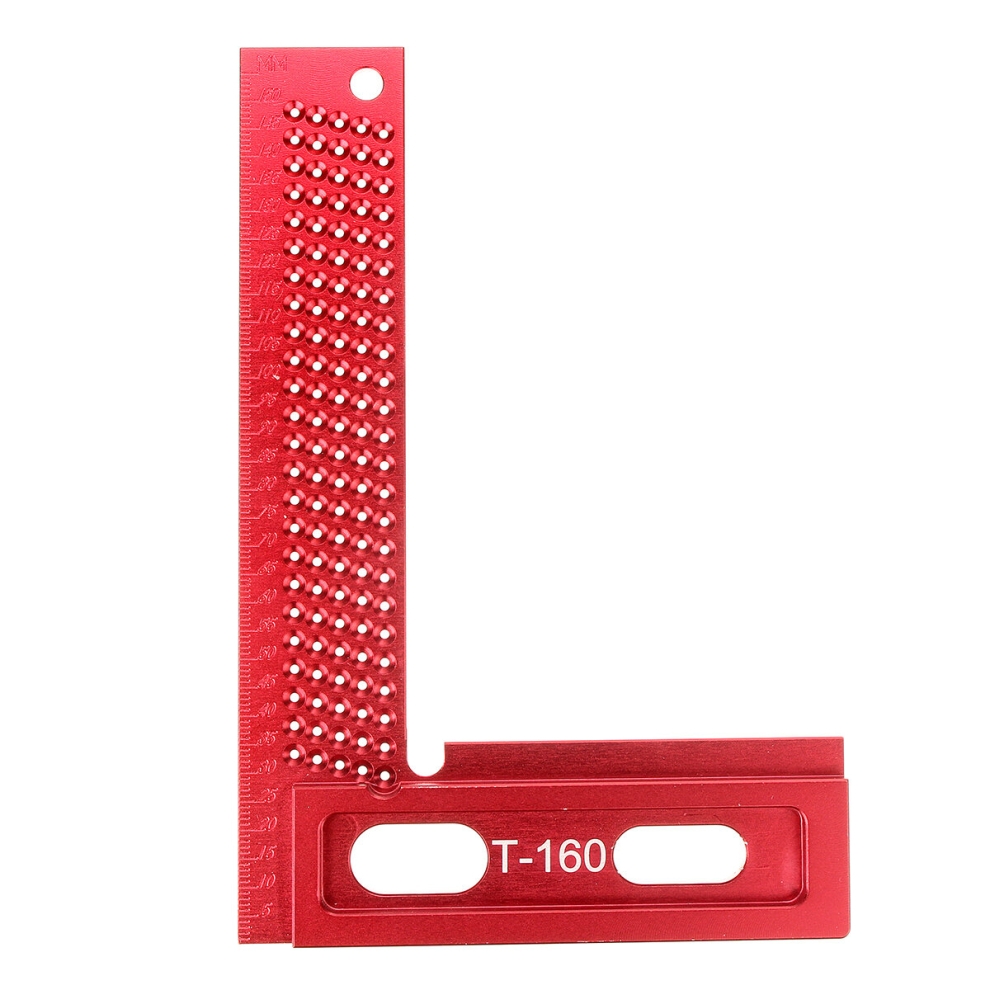 160Mm Aluminum Alloy Woodworking Square Hole Positioning Metric Measuring Ruler Carpenter Scriber 791804057917