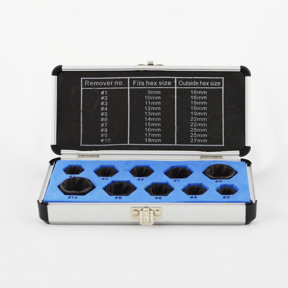 10Pcs Cased Damaged Bolt Nut Screw Remover Extractor Removal Tools Set 681543054295