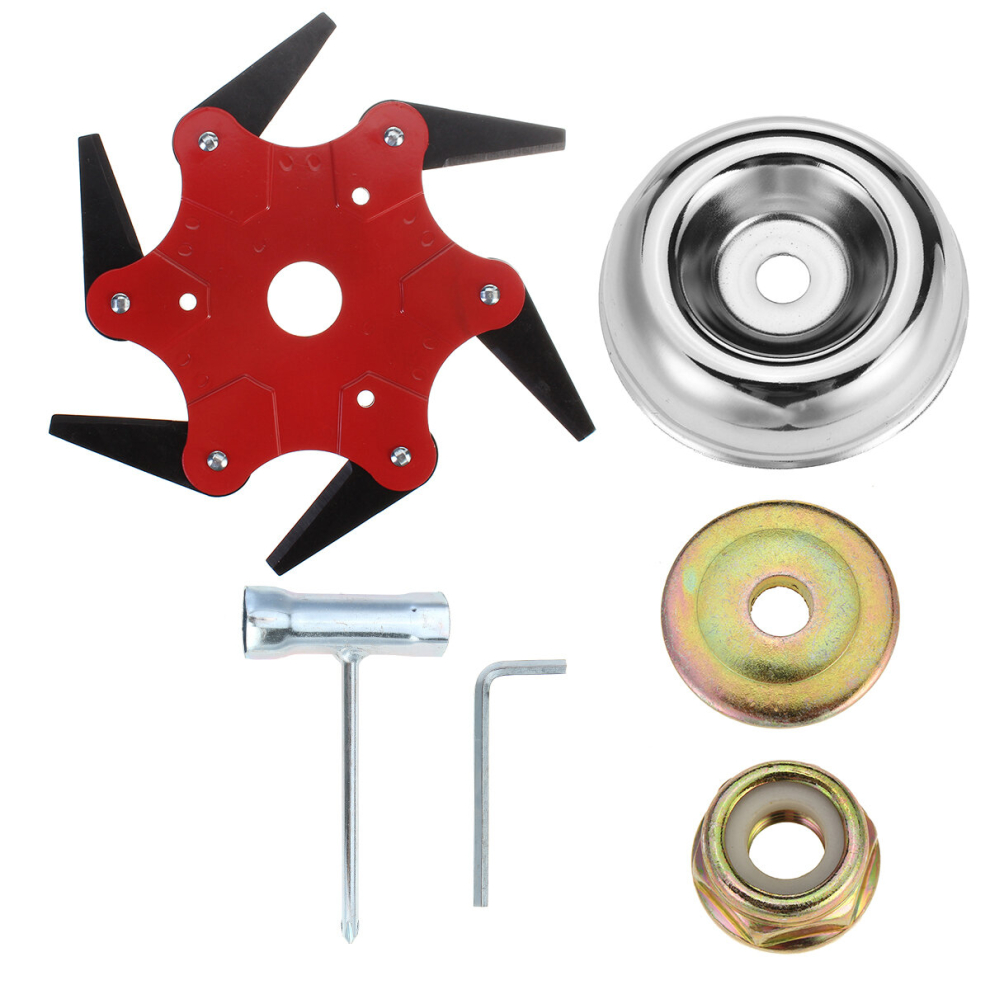 Alloy Blade Lawn Mower 6 Blades Grass Trimmer Head with Parts 6 In 1 Garden Mower Accessories