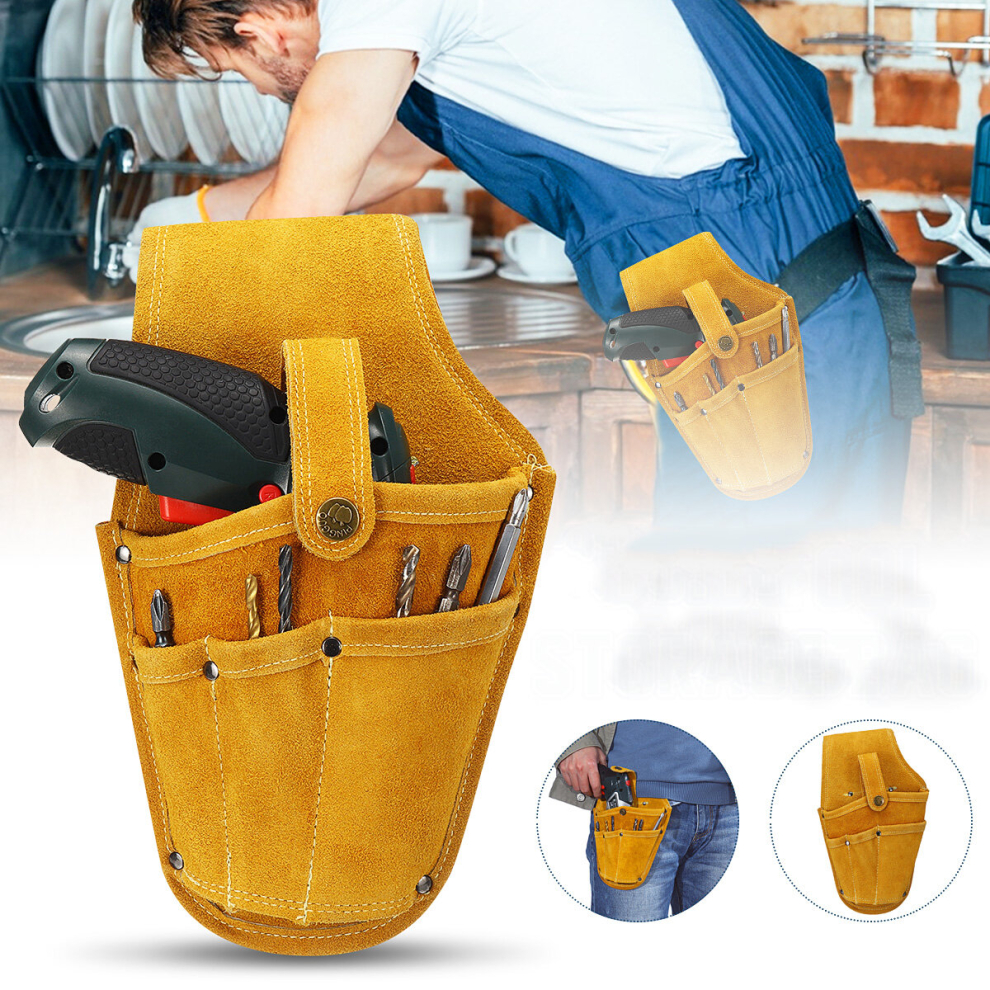 Cowhide Waist Bag Electric Drill Wrench Screwdriver Tools Belt Pouch Holder Case 000695768759