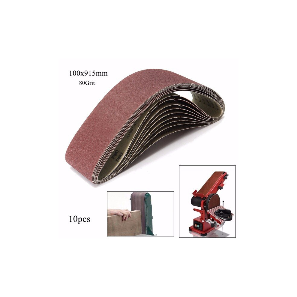 10Pcs 80 Grit Aluminium Oxide Sanding Belts 100X915mm Zirconia Abrasive Tools 649490718899