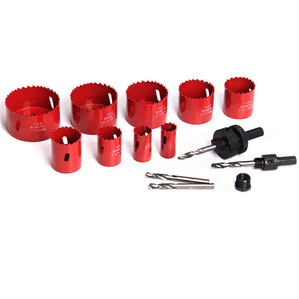 Drillpro 15Pcs Bi-Metal Hole Saw Kit 19Mm To 64Mm Hss Sawtooth Hole Saw Cutter Drill Bit Through For Wood Plastic Metal Drywall 6906141898886