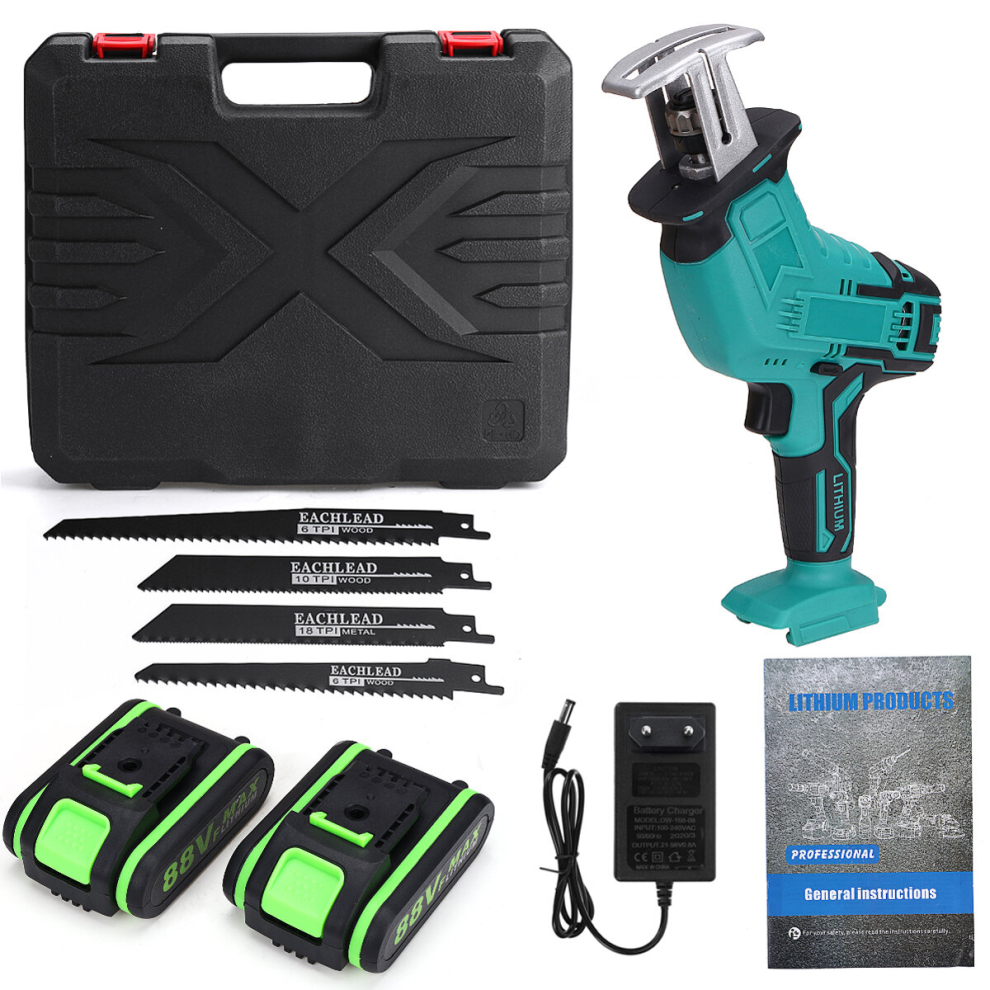 21V Cordless Reciprocating Saw Electric Saw W/ 4 Saw Blades Metal Cutting Woodworking 6900066139093