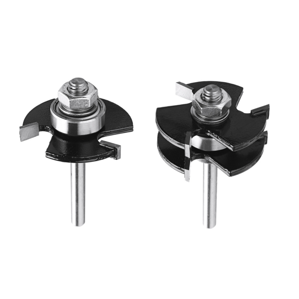 Drillpro 2Pcs 3 Teeth T-Shape Tongue & Grooves Router Bit Wood Milling Cutter Set 791730174900