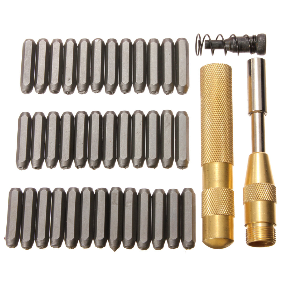 38Pcs Steel 1/8Inch Number Letters Hand Stamp Set Kit For Soft Metal Punch Imprint 701231306038