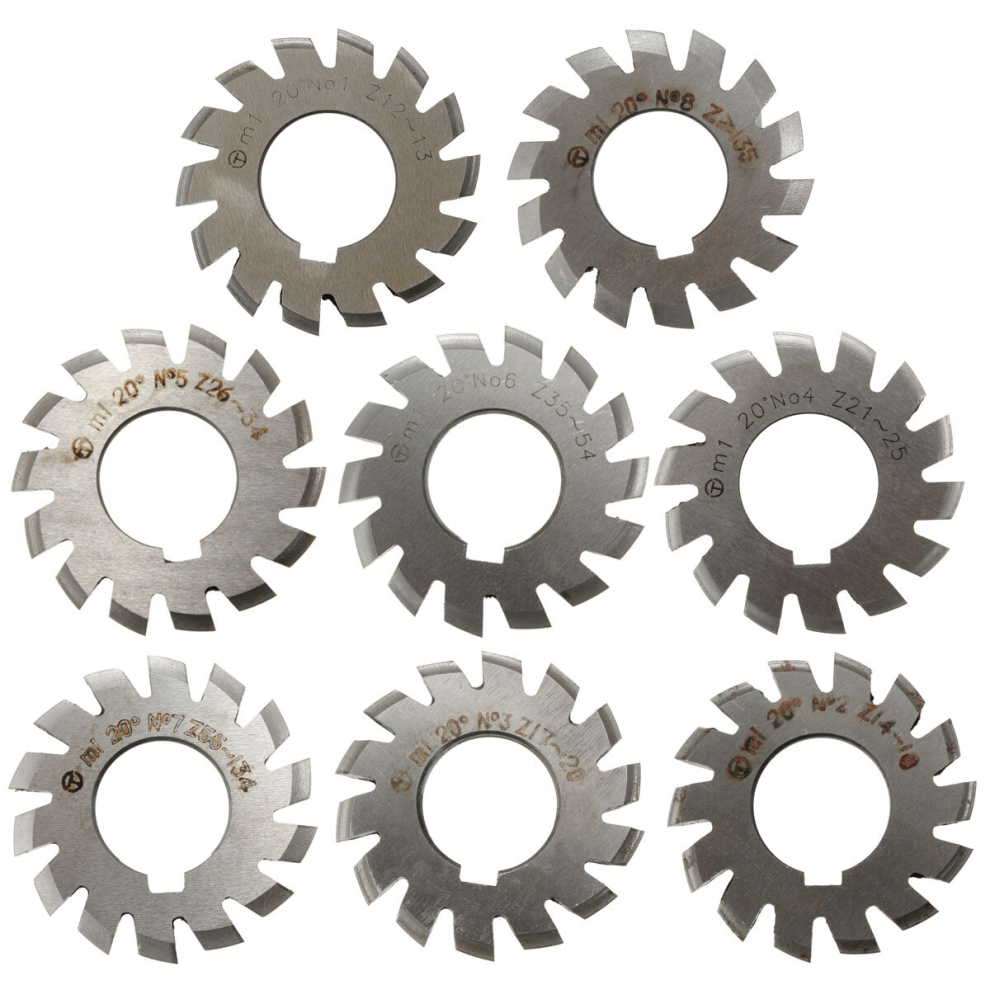 8Pcs Module 1 Pa20 Bore 22Mm #1-8 Hss Involute Gear Milling Cutter 000913164585