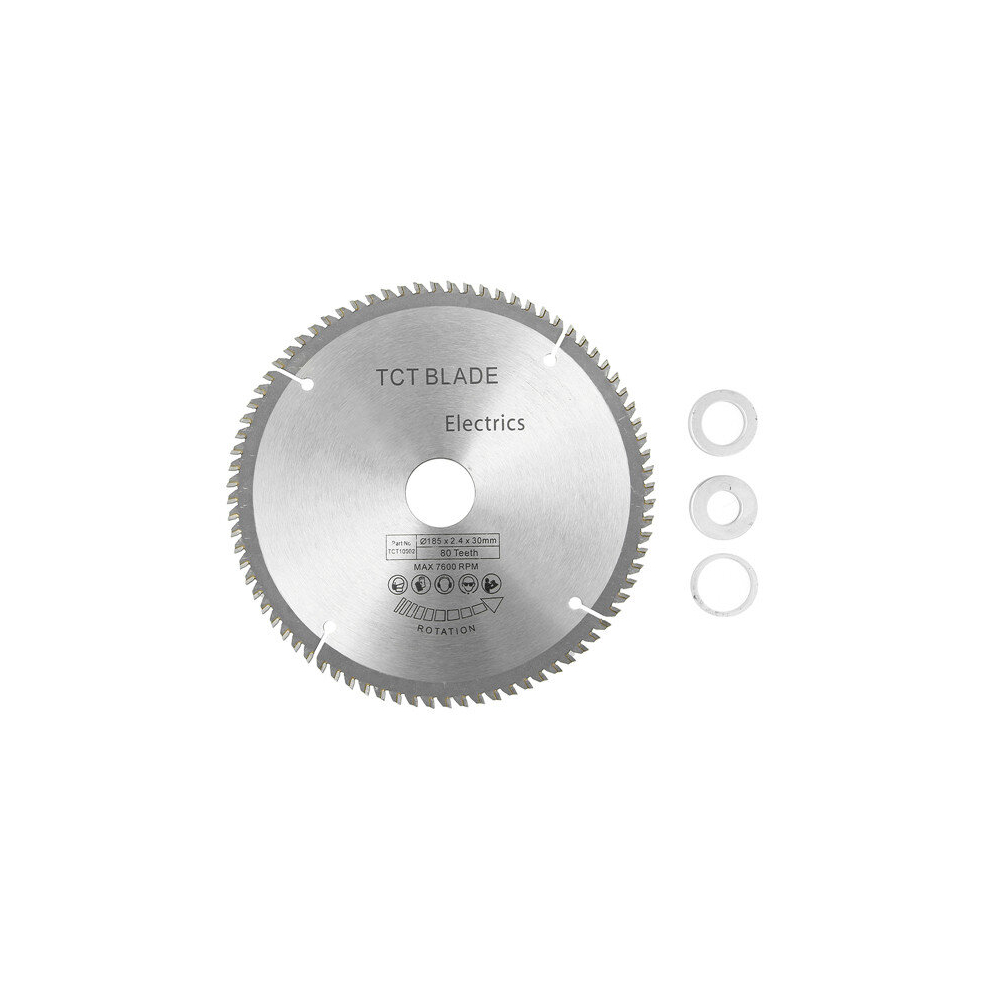 185Mm 80 Teeth Circular Saw Blade With 3Pcs Reduction Rings Fits For 190Mm Saws 600182735266