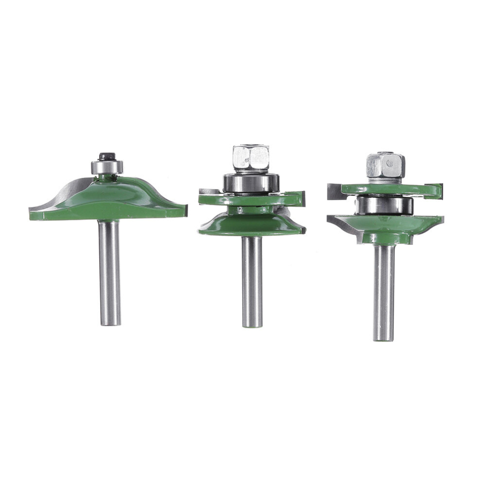 Drillpro 3Pcs 8Mm Shank Ogee Rail And Stile Router Bit Set Tungsten Carbide Woodworking Cutter Rotary Tool 6906139821728