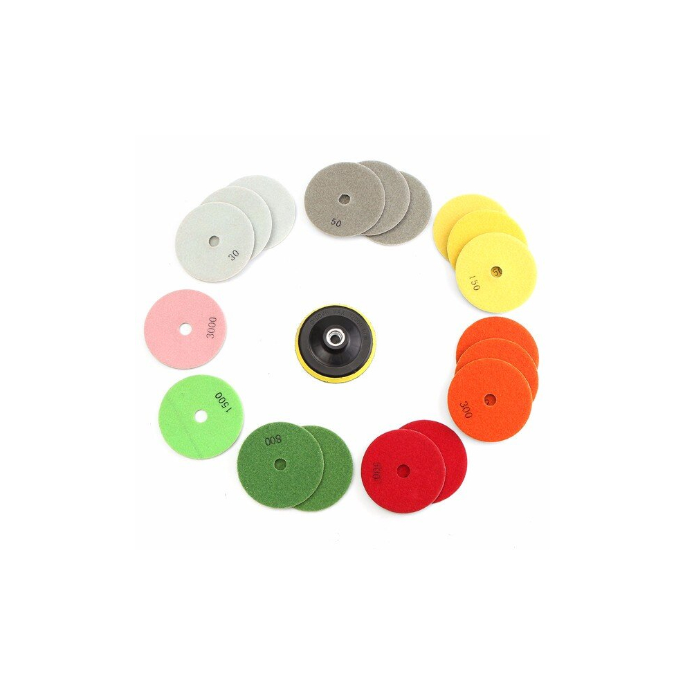 19Pcs 4 Inch 30-3000 Grit Diamond Polishing Pads With M16 Backer Pad 600182740161
