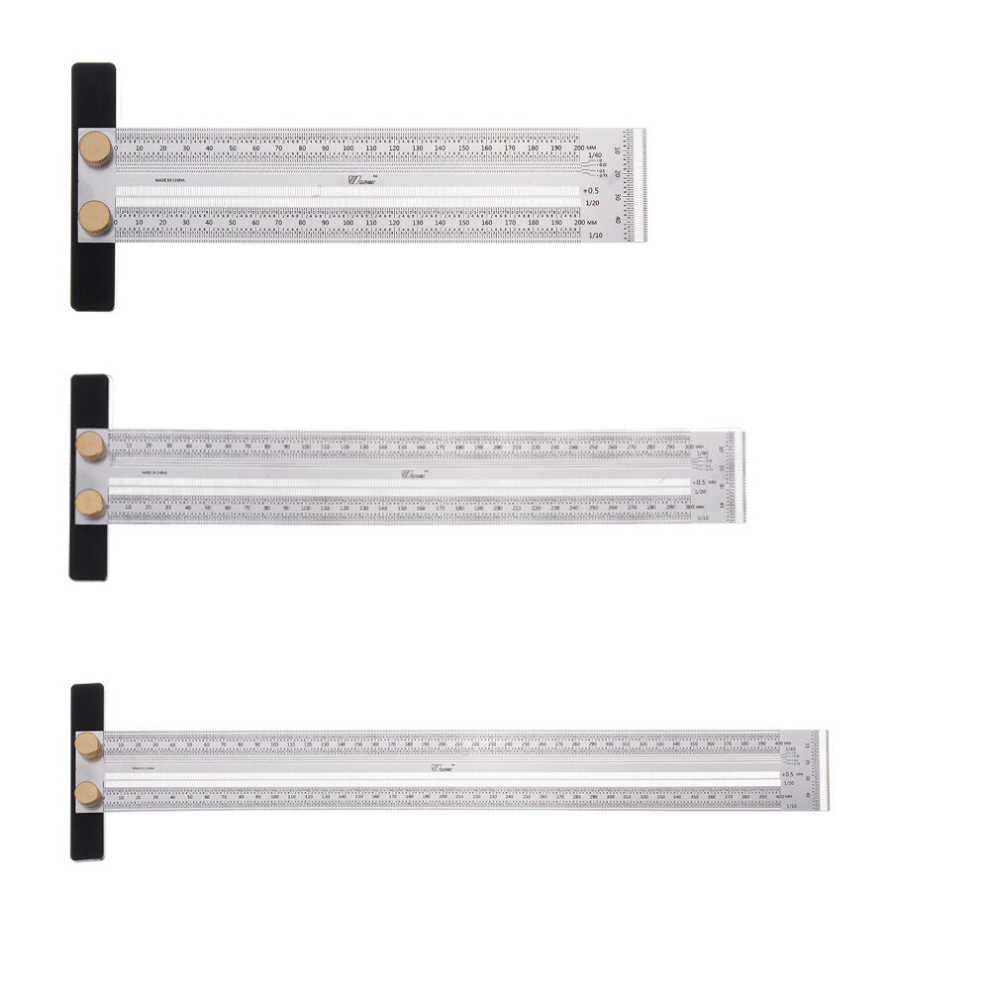 200Mm+300Mm+400Mm Stainless Steel Precision Marking T Ruler Hole Positioning Measuring Ruler Woodworking Scriber Scribing Tool 6900746611734