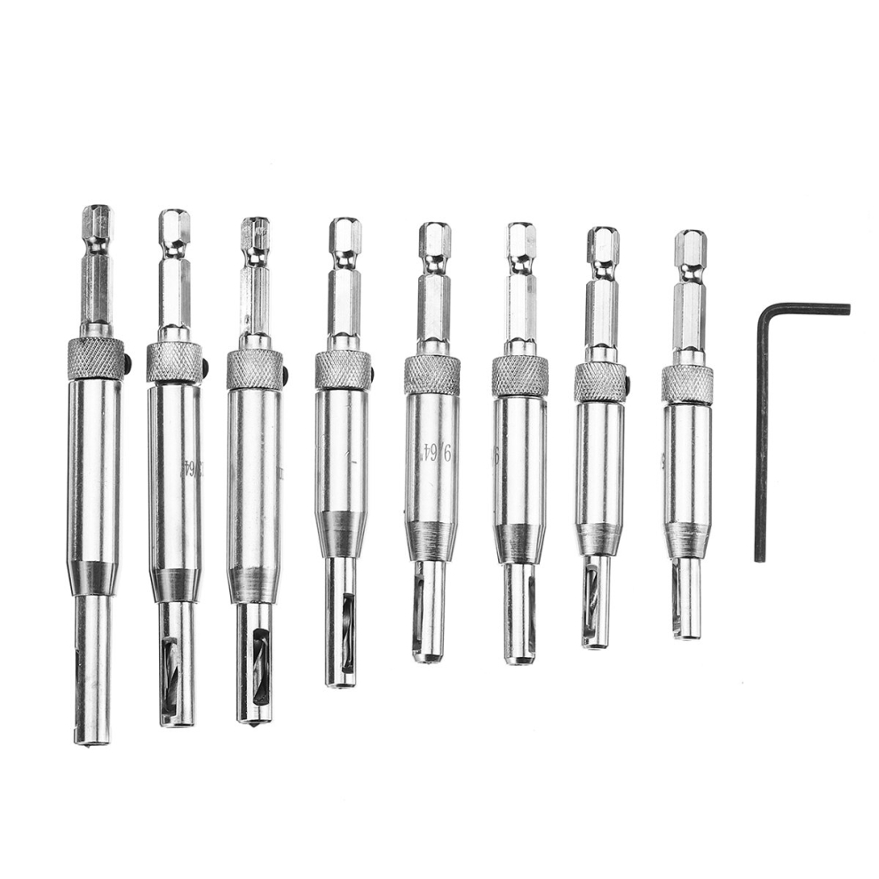 8Pcs Self Centering Hinge Hardware Drill Bit Set Pilot Hole Guides Door Window Hinges Set 608101258667