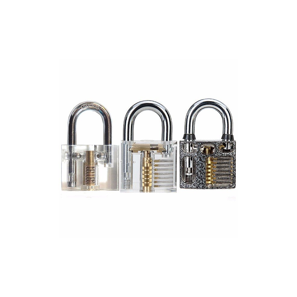 Daniu 3Pcs Cutaway Inside View Of Practice Padlock Lock Pick Tools Locksmith Training Skill Tools Set 6908207344412