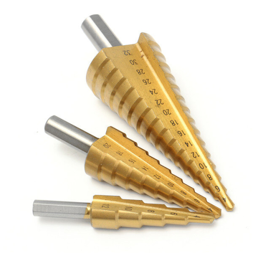 3pcs Titanium Coated HSS Step Cone Drill Bit Hole Cutter 4-12/20/32mm 1