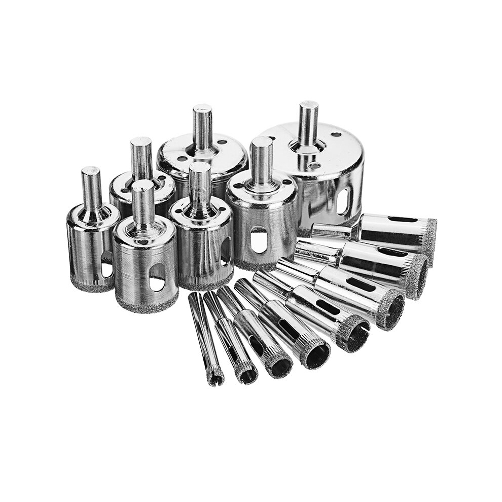 Drillpro Db-Hs1 15Pcs 6-50Mm Diamond Hole Saw Drill Bit Set Tile Ceramic Glass Marble Drill Bits 889147463578