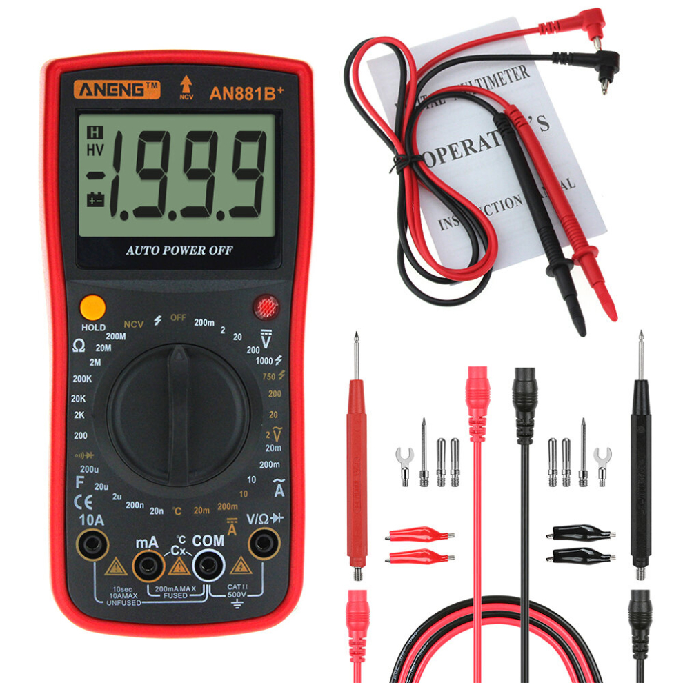 Aneng An881b+ Digital Multimeter Ac Dc Voltage Current Temperature Tester Non-Contact Voltage Test 739879309746