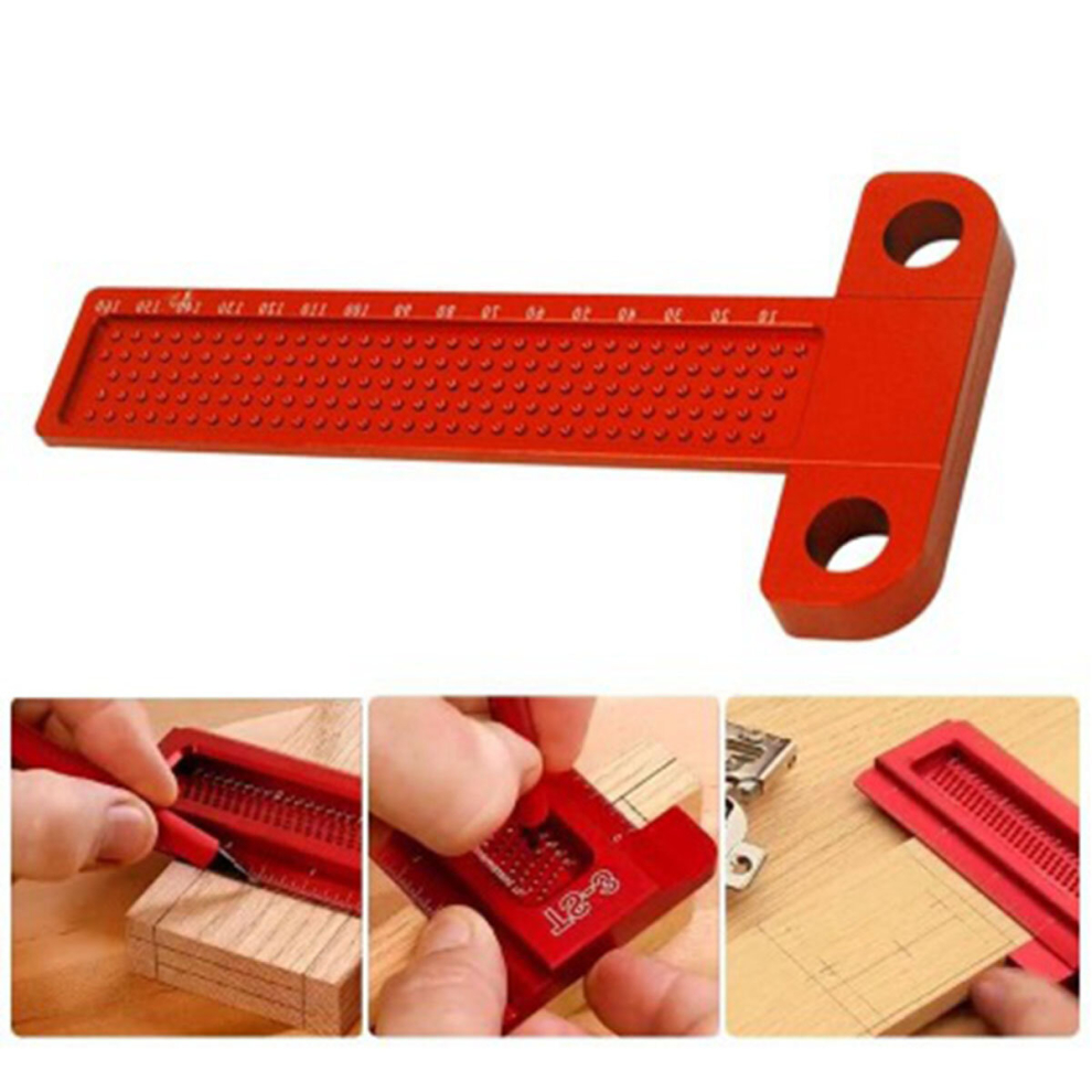 Aluminium Alloy T-160 Hole Positioning Metric Measuring Ruler Woodworking T-Squares Marking Ruler For Carpenter 6211942384477