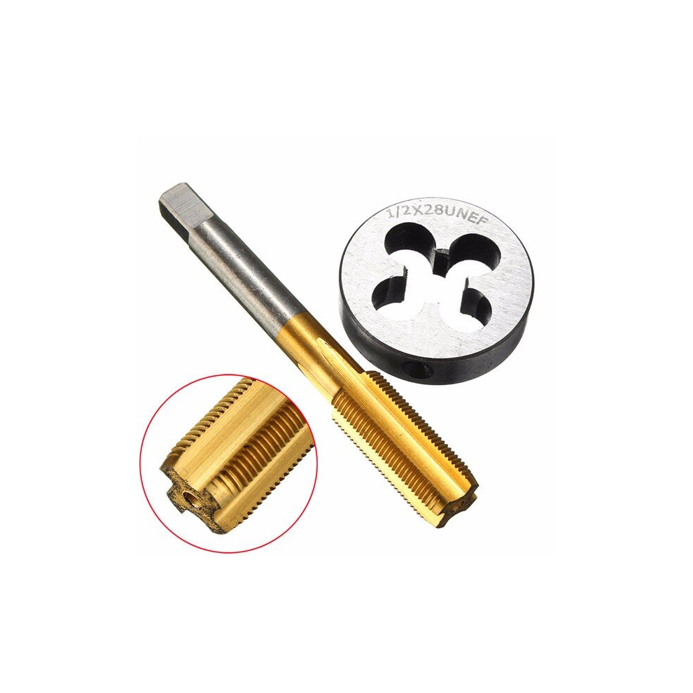 1/2-28 Titanium Coated Right Hand Thread Tap And Round Thread Die 7437038484404