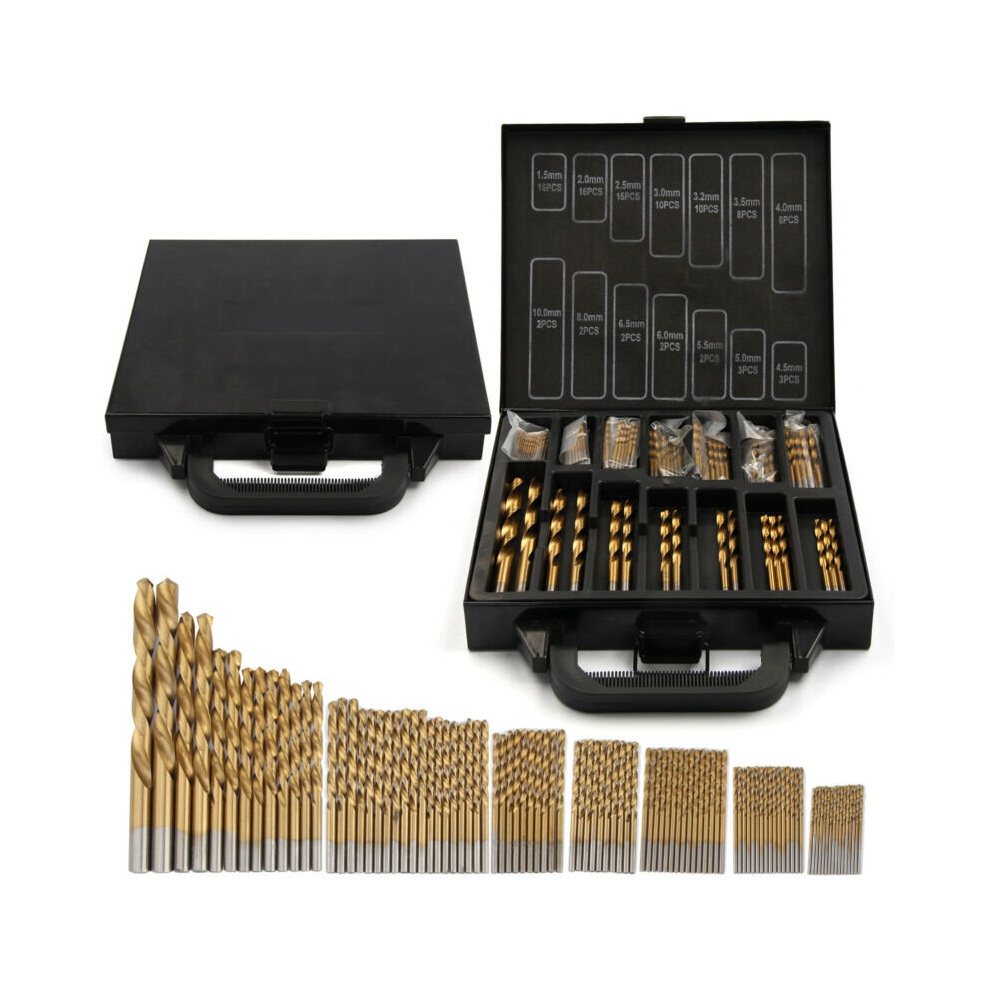99Pcs Drill Bit Set 1/16-3/8" Hss Titanium Multi Drill Bits Twist Metal" 608020893970