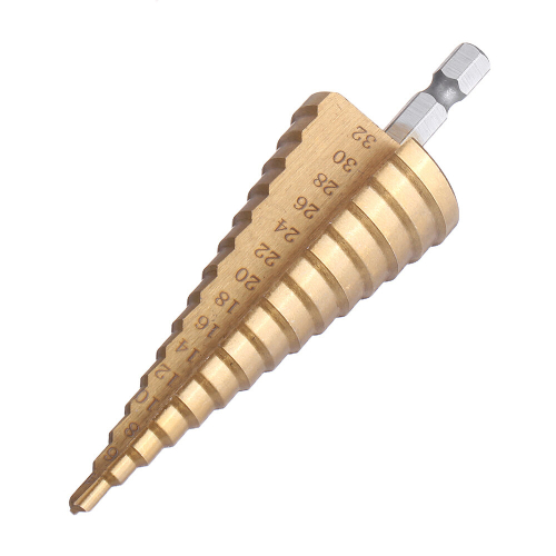 Drillpro 4-32mm Titanuim Coated HSS Step Drill Bit with Automatic Center Pin Punch 1