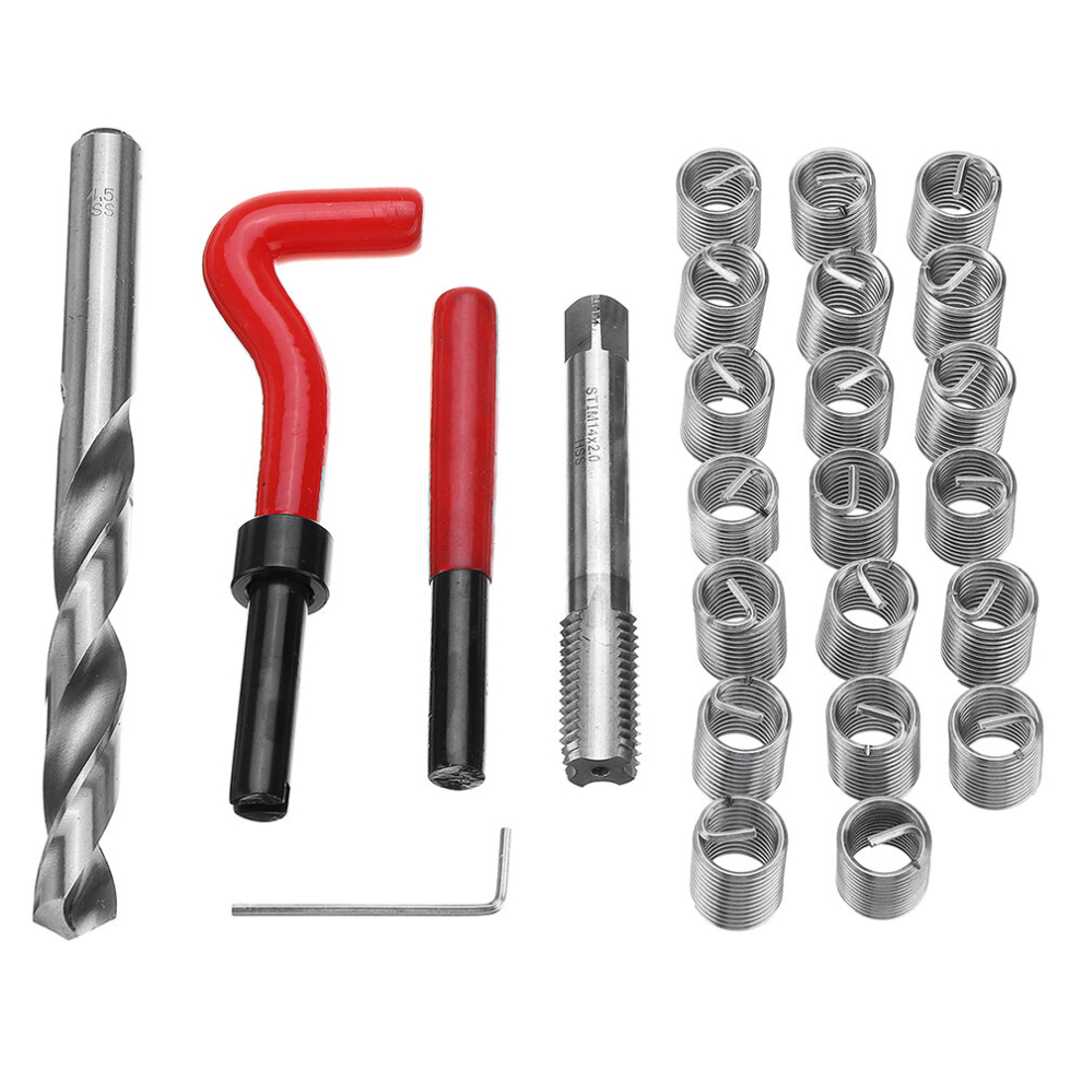 25Pcs M14 Thread Repair Tool Kit For Restoring Damaged Threads Spanner Wrench Twist Drill Bit Kit 791330448951