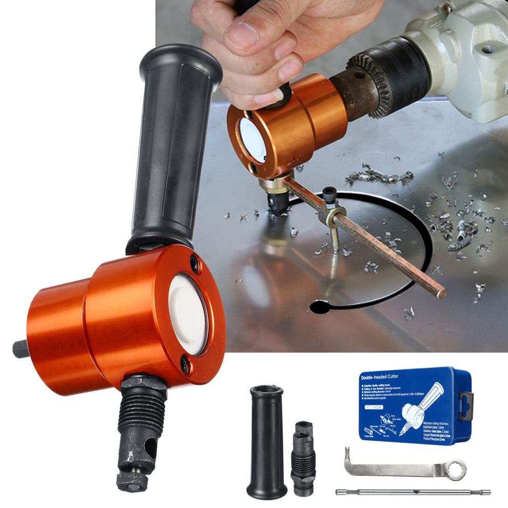 Double Headed Sheet Metal Cutting Nibbler Drill Attachment Metal Cutter Tool 4894462305089