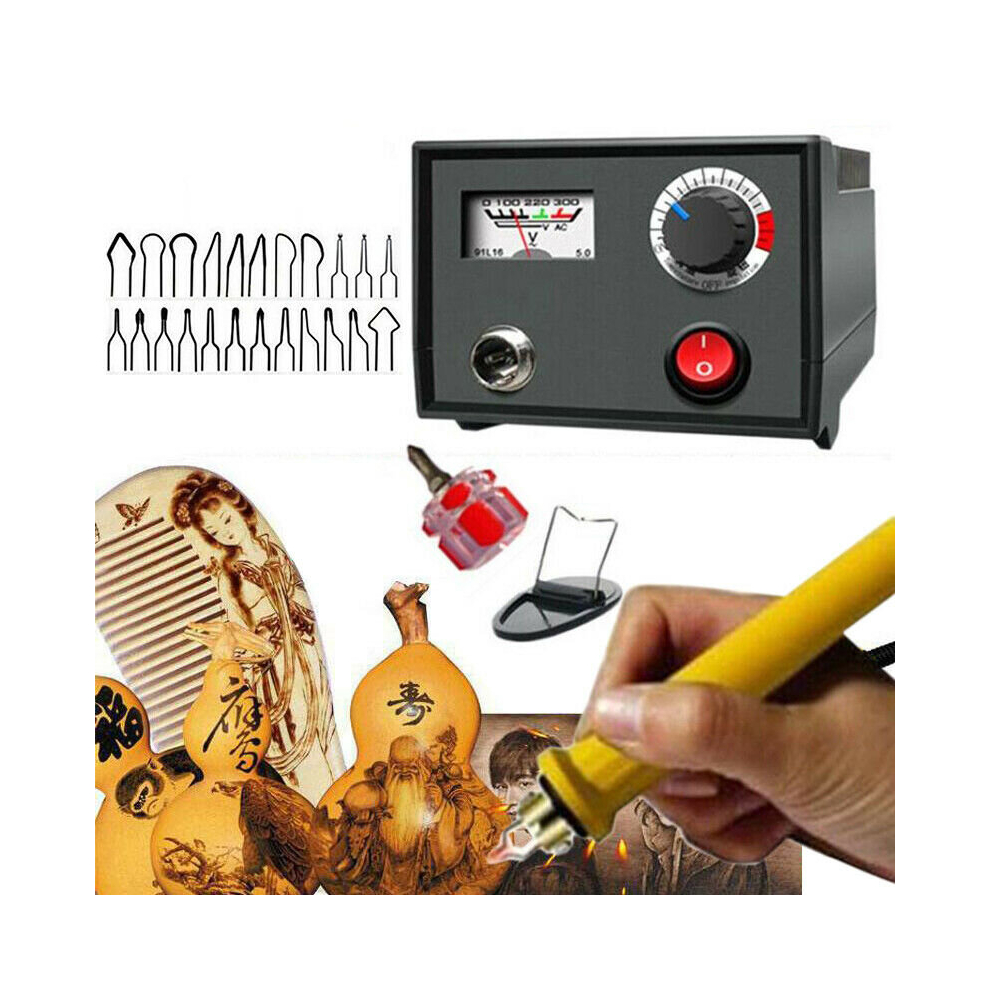 110V 220V 60W Multifunction Wood Burning Pen Tool Pyrography Machine Set Kit Burner
