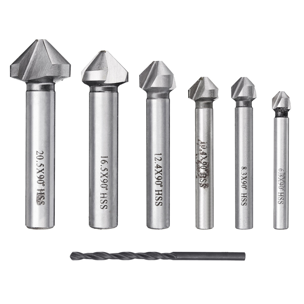 7Pcs Countersunk Drill Twist Drills Bit Countersink Metal Woodworking Tool 9099251677254
