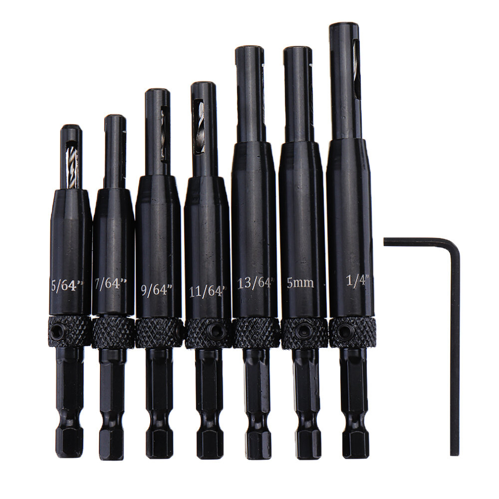 Drillpro Aluminium Alloy Self Centering Door Hinges Drill Bit Hole Puncher Woodworking Reaming Tool Countersink Drill Bit 6900077407754
