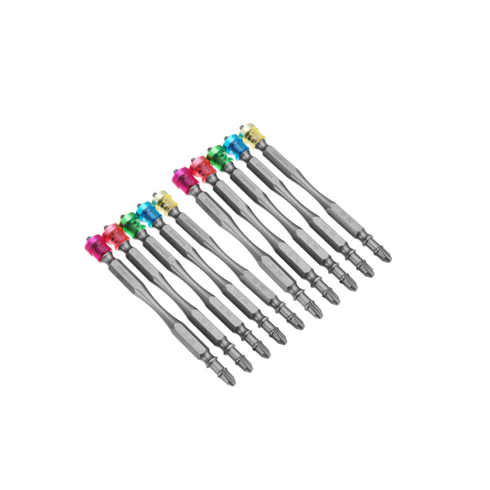 Broppe 10Pcs 100Mm Magnetic Ph2 Screwdriver Bit Abs Ring 1/4 Inch Hex Shank Drywall Screwdriver 6900747607354