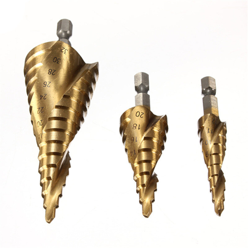 Drillpro DB-S1 3Pcs 4-12/4-20/4-32 HSS Spiral Grooved Step Drill Bit 2