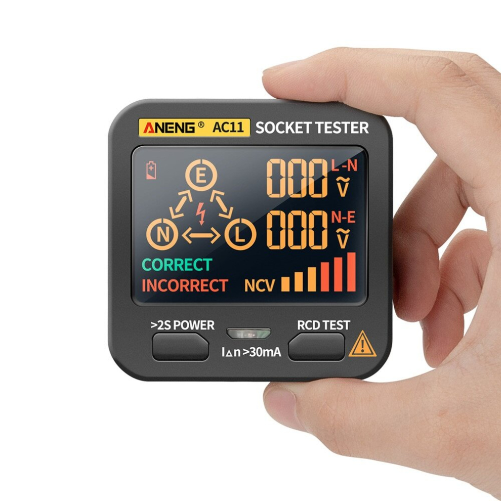 Aneng Ac11 Led Screen Muti-Function Socket Tester Phase Meter Phase Polarity Detector 0.1V~250V Ac Voltage Measurement Zero/Fire Wire Identification 6900072466923