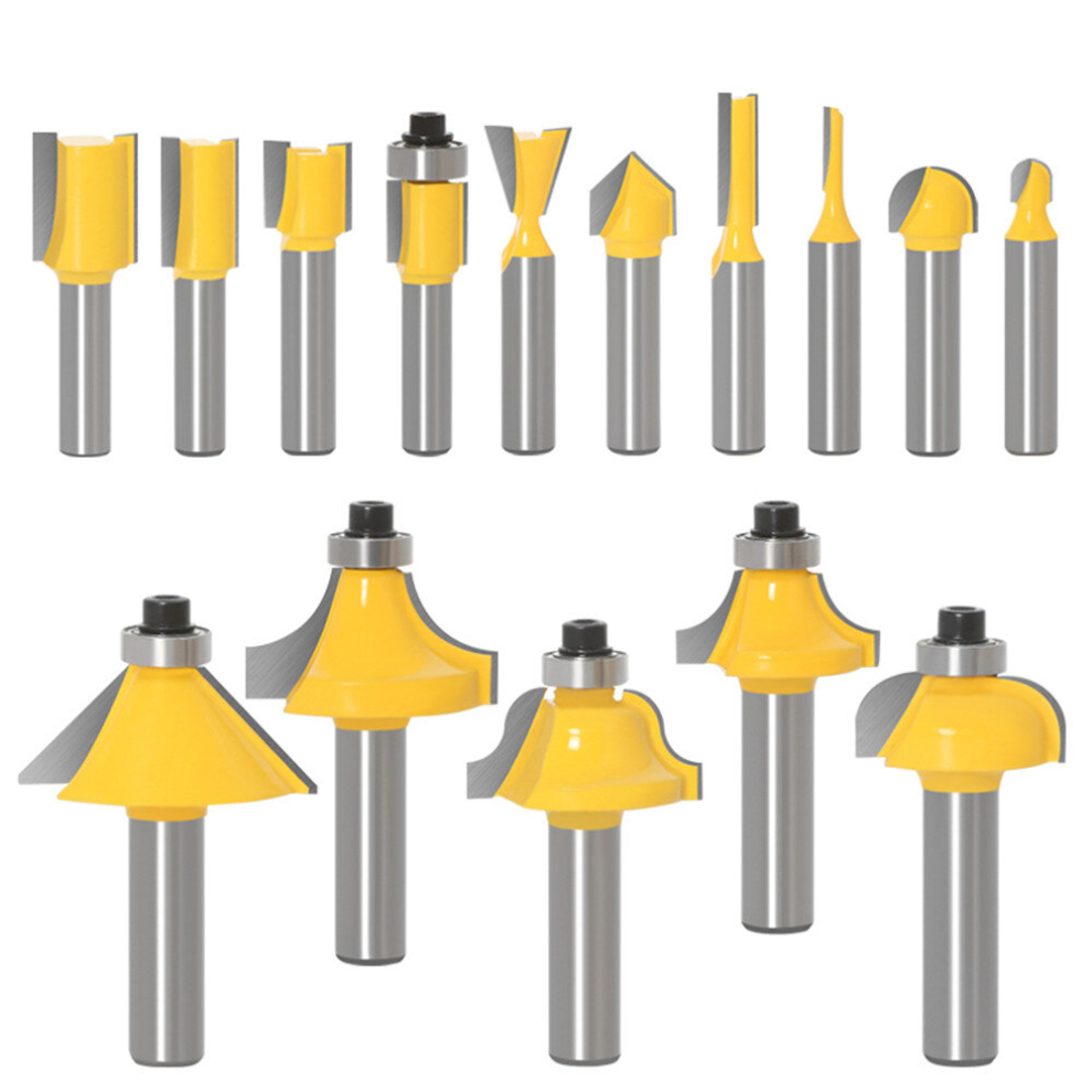 Drillpro 15Pcs 8Mm Shank Router Bit Set Trimming Straight Milling Cutter For Wood Bits Tungsten Carbide Cutting Woodworking 8282775860764