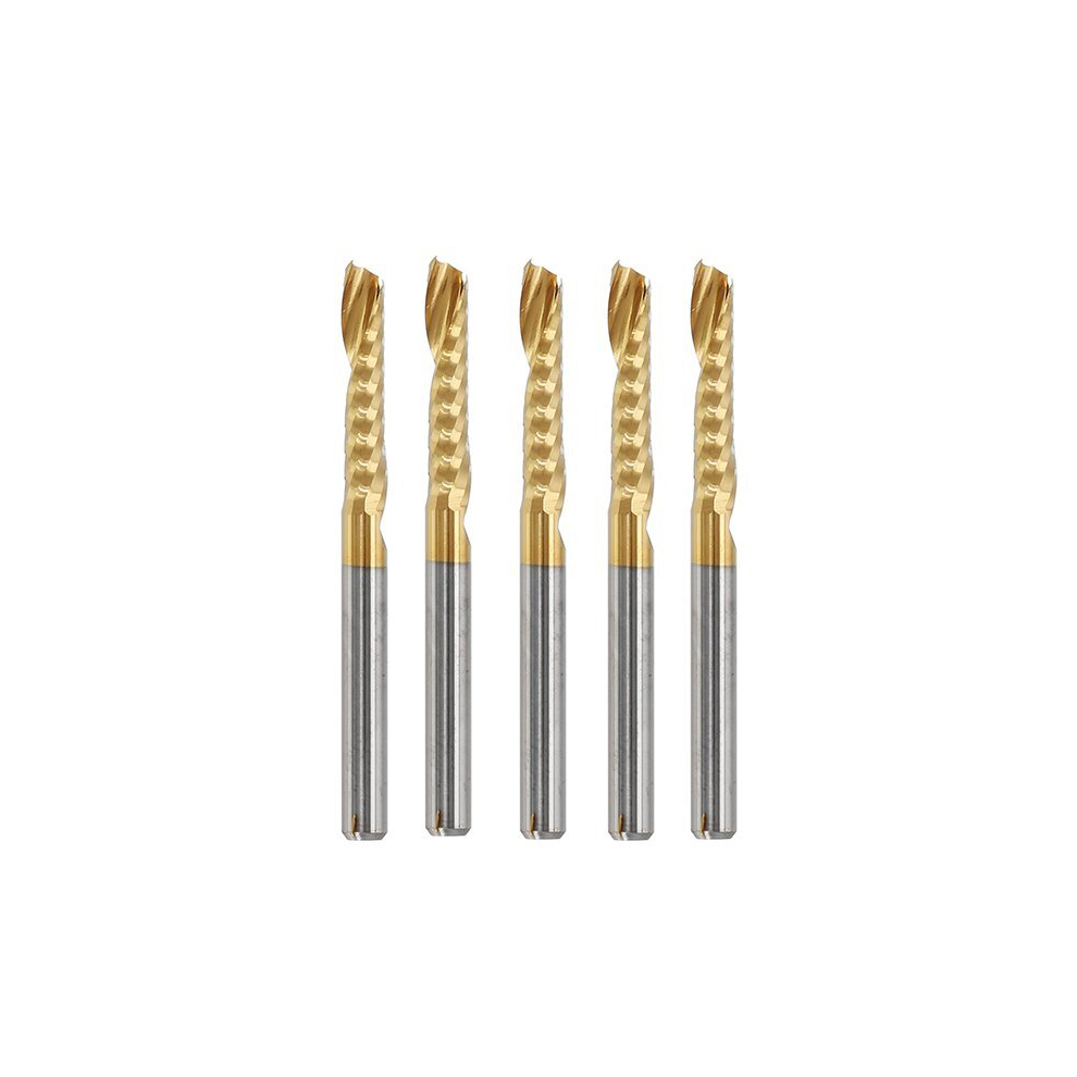 Drillpro 5Pcs 3.175Mm Shank 17Mm Single Flute End Mill Cutter Titanium Coated Spiral Milling Cutter 791177523125
